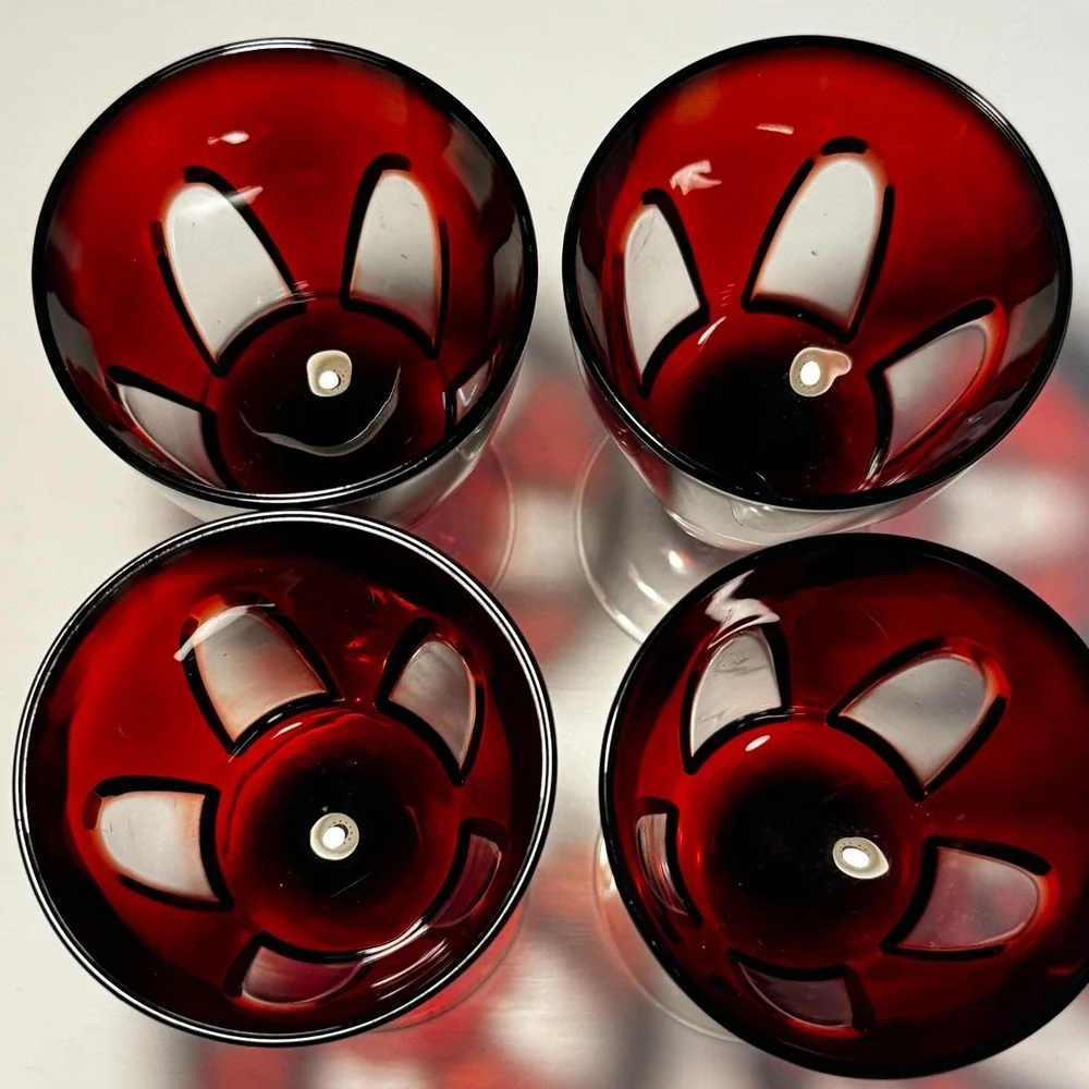 Vintage Cristal D'Arques Durand Gothic Arch Ruby Red Wine‎ Glass 5 7/8
